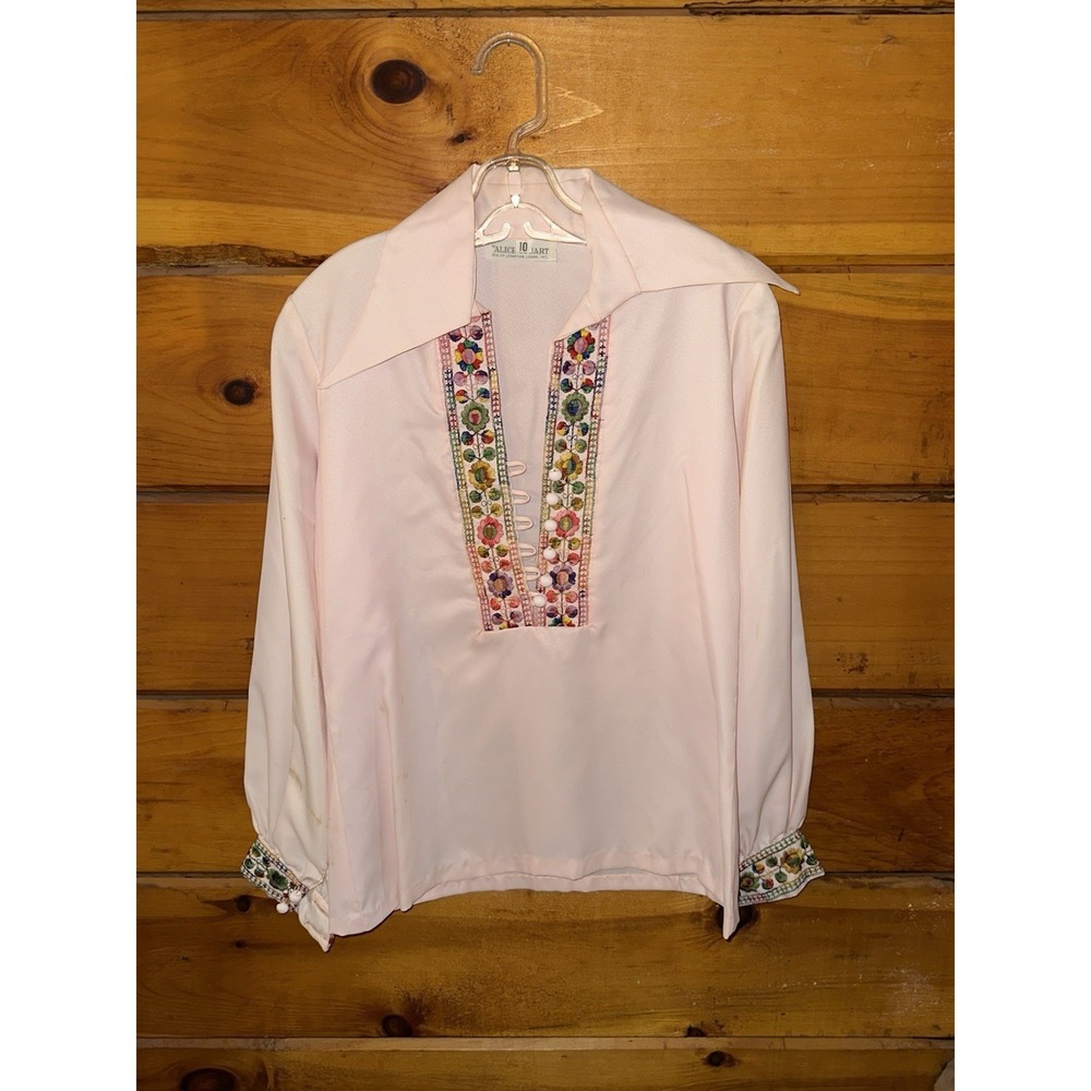 Vintage 1970s Alice Stuart Jonathan Logan embroidered hippie blouse top boho